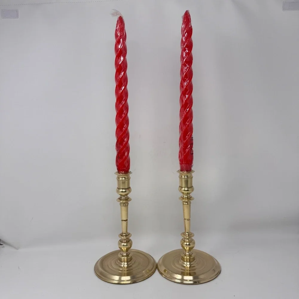 Vintage Baldwin Solid Brass Candlesticks Pair Forged in America 8